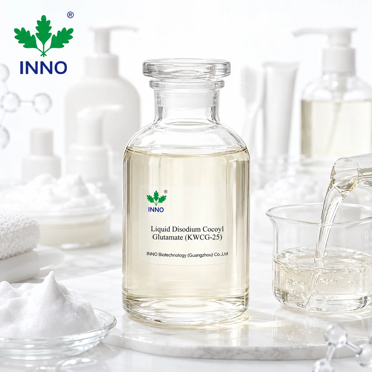 Disodium Cocoyl Glutamate Solution raw material, pale yellow to colorless transparent liquid