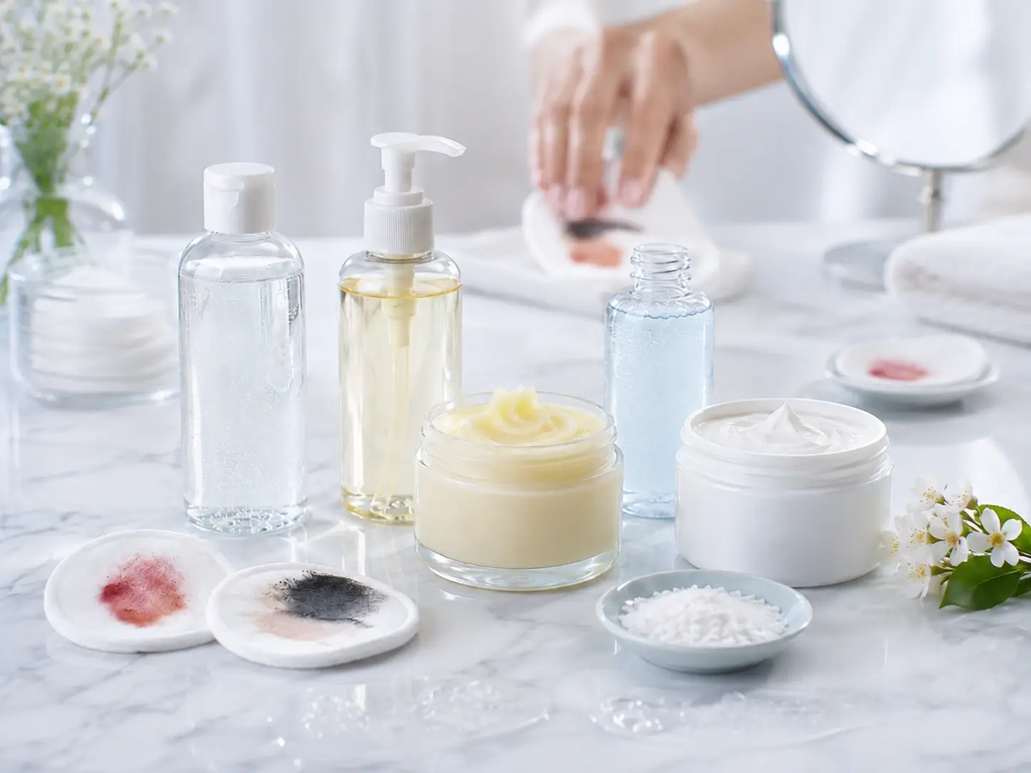 Micellar water, cleansing oil and makeup remover balm
